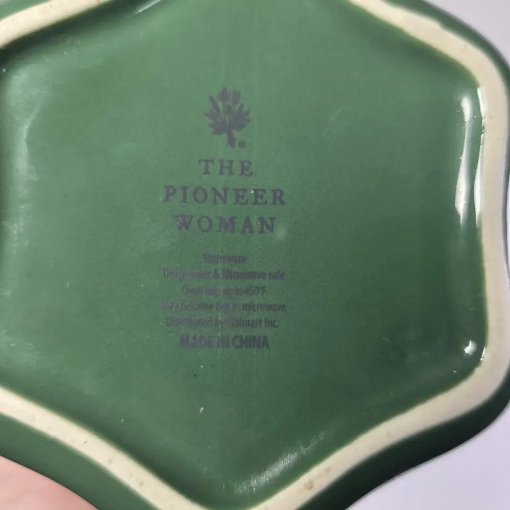 Pioneer Woman White/Green Snowflake Mini Cocotte with Lid 2-Piece Set